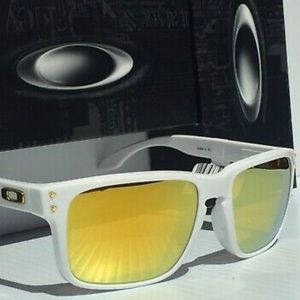 Oakley HOLBROOK WHITE w/ POLARIZED Galaxy Gold Fire Lens Sunglasses